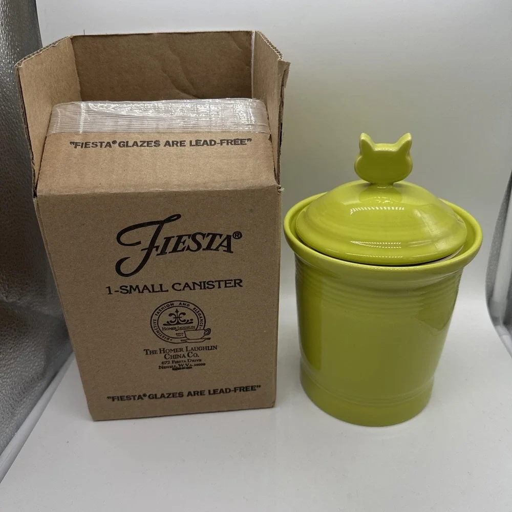 Fiestaware Lemongrass Cat Treat Canister W/lid Poppy NIB FIESTA New